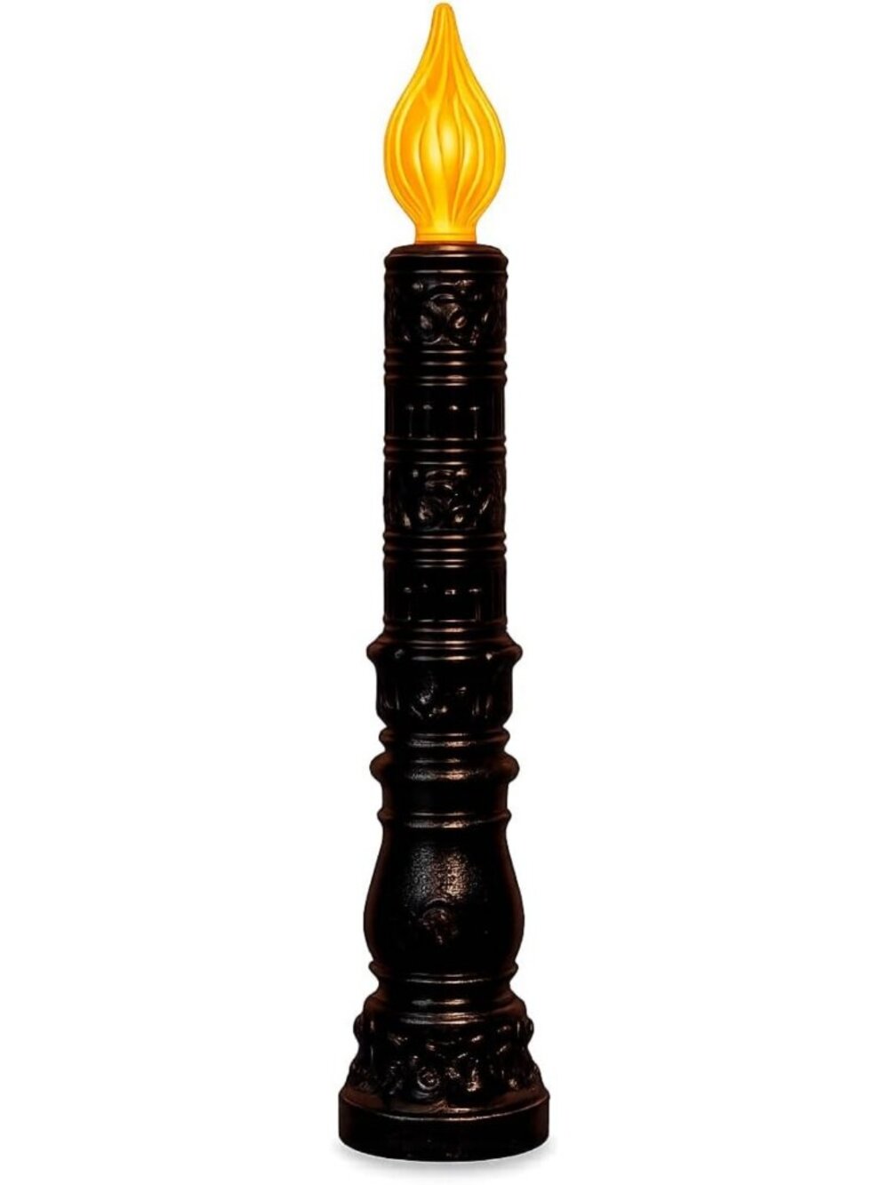 Lighted Black Halloween Candle Blow Mold Decoration with Orange Top - Spooky